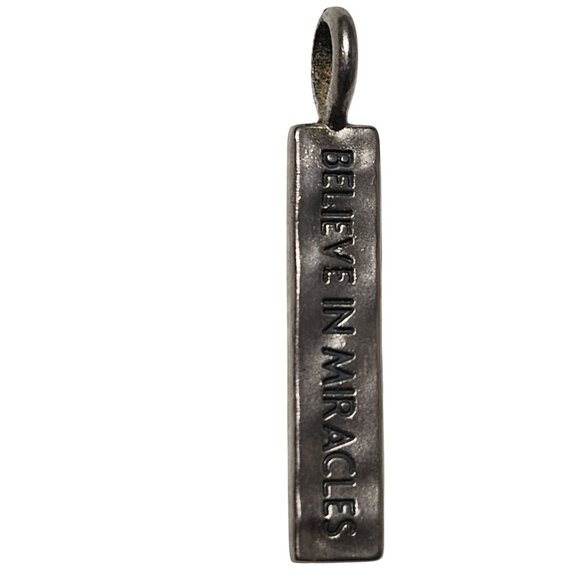 Believe In Miracles Silver Toned Rectangular Pendant Charm Inspirational Jewelry - Picture 1 of 4